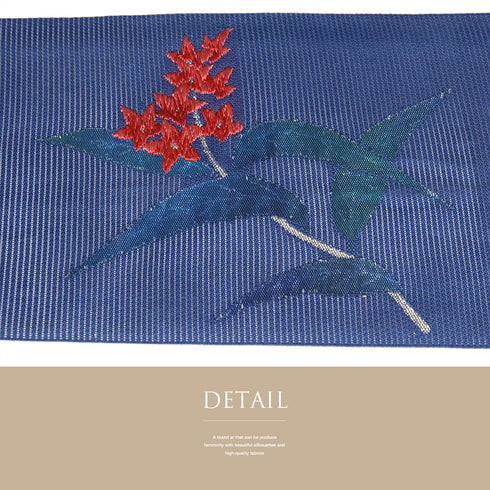 名古屋帯 リサイクル 帯丈355cm ポイント柄 夏用 花柄 絽 ブルー Sサイズ 不明 Sランク カジュアル