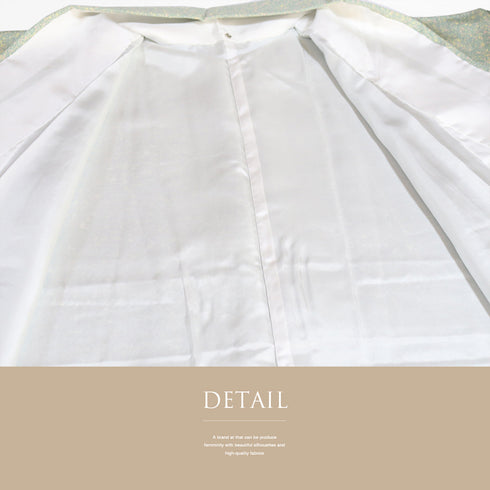 小紋 リサイクル 身丈158.7cm 裄65cm 袷 たたき染め 薬草染め グリーン Mサイズ お洒落 カジュアル 正絹 広衿 Sランク