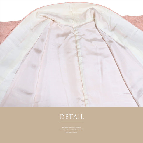 色無地 リサイクル 身丈154cm 裄66.4cm 袷 花柄地紋 七五三 ピンク Sサイズ フォーマル お洒落 正絹 広衿 地紋あり Sランク