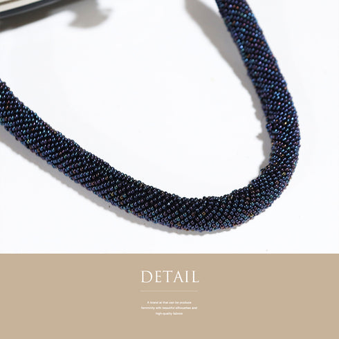 バッグ ネイビー ビーズ Aランク ビーズバック 花柄