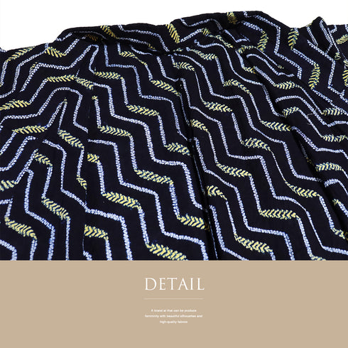 浴衣 リサイクル 夏着物 身丈142.7cm 裄60.4cm 夏物 ジュニアサイズ 幾何学模様 ネイビー 規格外サイズ カジュアル 木綿 洗える着物 バチ衿 Sランク