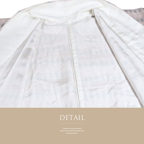 小紋 リサイクル 身丈163.7cm 裄66.8cm 袷 ゆったりサイズ 格子柄 ピンク Lサイズ お洒落 カジュアル 不明 広衿 Sランク