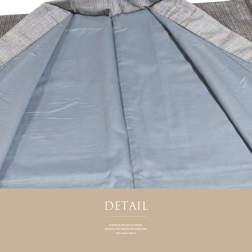 アンサンブル 男物 リサイクル 身丈148.3cm 裄76cm 羽織丈100cm 袷 雅生織 三代目市三郎 紬 ゆったり グレー Mサイズ お洒落 カジュアル 証紙 しつけ糸 正絹 棒衿 Sランク