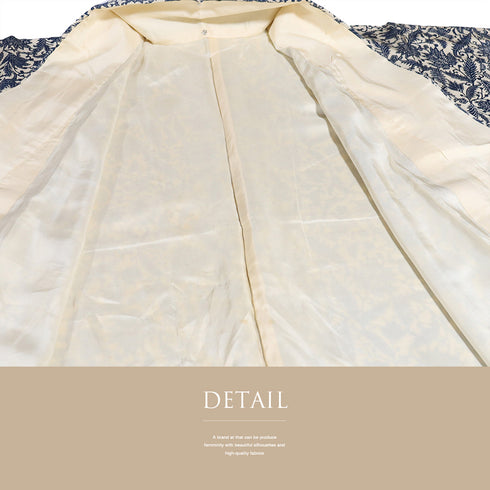 小紋 リサイクル 身丈158cm 裄64.4cm 袷 更紗柄 型染め ブルー Mサイズ お洒落 カジュアル 正絹 広衿 Sランク