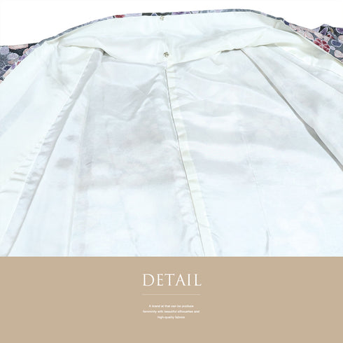 小紋 リサイクル 身丈159cm 裄62.8cm 袷 辻ヶ花模様 地紋 グレー Mサイズ お洒落 カジュアル 証紙 しつけ糸 正絹 広衿 Sランク