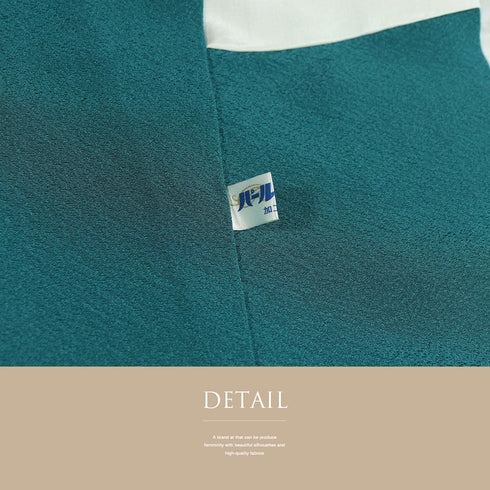 色無地 リサイクル 身丈156.5cm 裄66.2cm 袷 茶染め パールトーン加工 グリーン Mサイズ お洒落 落款 証紙 正絹 広衿 Sランク