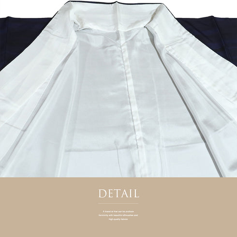 小紋 リサイクル 身丈161.5cm 裄65.6cm 袷 阿波藍天然染 ぼかし染め ネイビー Lサイズ お洒落 正絹 広衿 Sランク