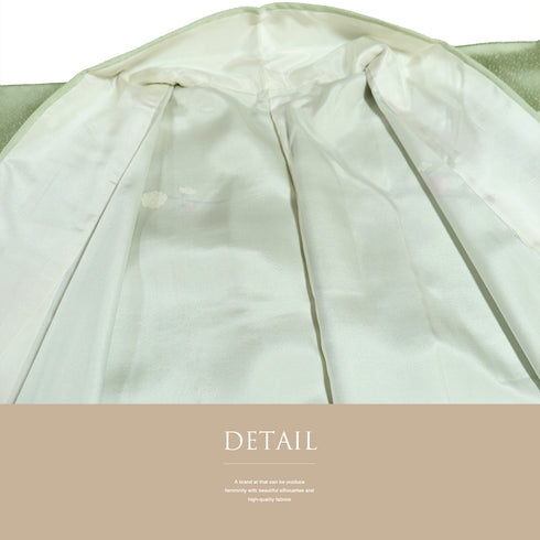 付下げ リサイクル 身丈166.5cm 裄69.4cm 袷 花に枝模様 グリーン LLサイズ フォーマル セミフォーマル 正絹 広衿 Sランク