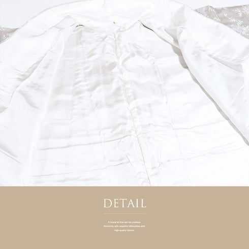 小紋 リサイクル 身丈158.5cm 裄63cm 袷 小花柄 地紋 グレー Mサイズ お洒落 しつけ糸 正絹 広衿 Aランク