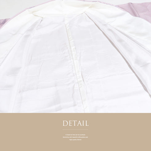 小紋 リサイクル 身丈158.8cm 裄65.2cm 袷 花唐草柄 地紋 箔 パープル Mサイズ お洒落 カジュアル 正絹 広衿 Aランク