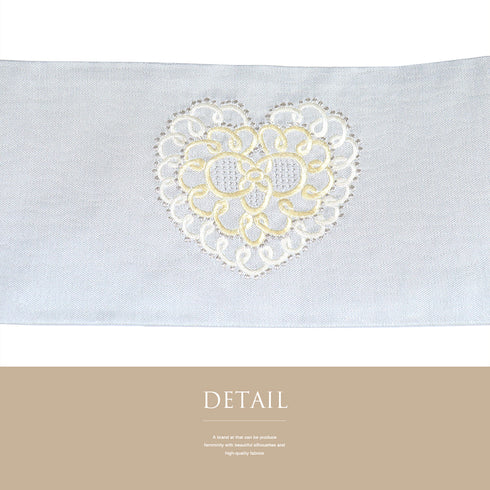 名古屋帯 リサイクル 帯丈373.4cm ポイント柄 猫柄 刺繍 ブルー Mサイズ 正絹 Sランク カジュアル お洒落