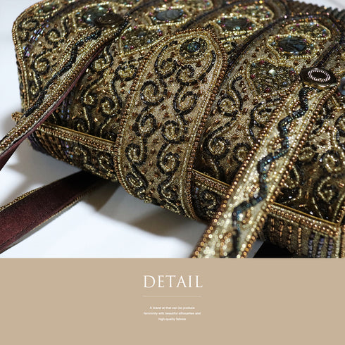 バッグ リサイクル ゴールド ビーズ Sランク アンティーク調