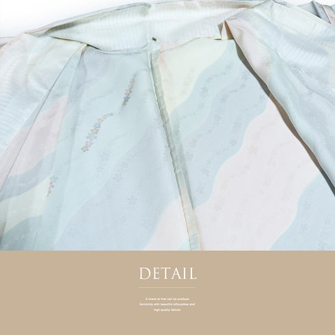 小紋 リサイクル 身丈150.8cm 裄64.5cm 単衣 小花柄 地紋 多色 Sサイズ お洒落 しつけ糸 正絹 広衿 Sランク