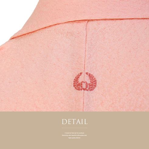 色無地 リサイクル 身丈156.5cm 裄62.4cm 袷 ピンク Mサイズ セミフォーマル 一つ紋 しつけ糸 正絹 広衿 地紋あり Sランク