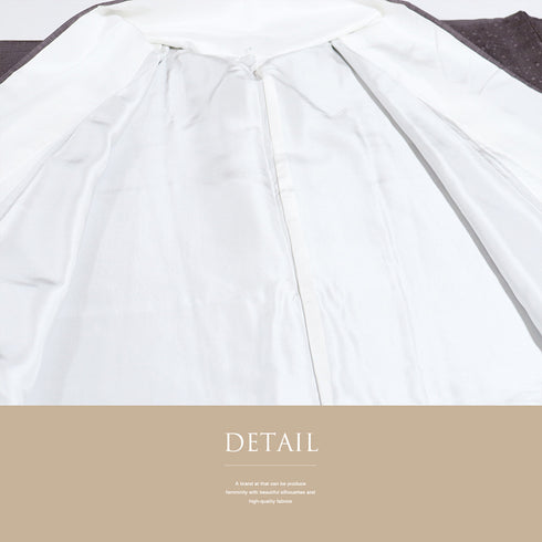 小紋 リサイクル 身丈163.5cm 裄70.6cm 袷 水玉柄 地紋 パープル Lサイズ お洒落 カジュアル 正絹 広衿 Aランク