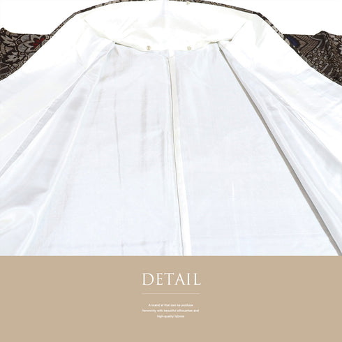 紬 リサイクル 身丈151.7cm 裄69cm 袷 龍郷 ブラウン Sサイズ お洒落 しつけ糸 正絹 広衿 Sランク