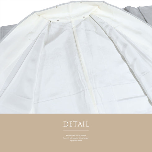 紬 リサイクル 身丈156.8cm 裄63.6cm 袷 無地 グレー Mサイズ お洒落 カジュアル しつけ糸 正絹 広衿 Sランク