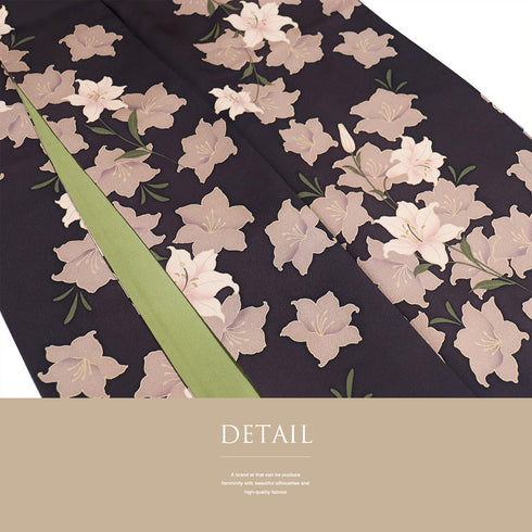 小紋 リサイクル 身丈159.8cm 裄68.4cm 袷 花柄 パープル Mサイズ お洒落 正絹 広衿 Sランク