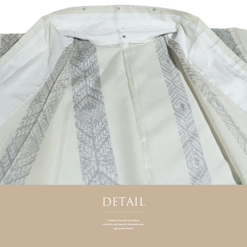 紬 リサイクル 身丈153cm 裄62.2cm 夏紬 絣模様 プリント柄 透け物 ホワイト Sサイズ お洒落 カジュアル ポリエステル 広衿 Sランク