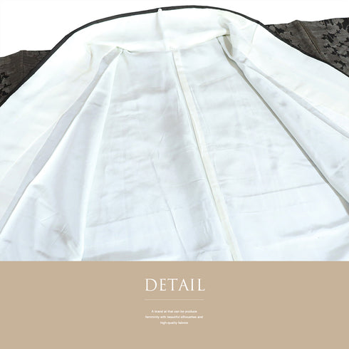 紬 リサイクル 身丈158.5cm 裄49.5cm 袷 葡萄蔦柄 ブラック Mサイズ お洒落 カジュアル 正絹 広衿 Sランク