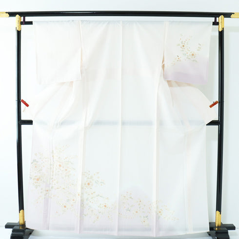 訪問着 リサイクル 夏着物 身丈161.8cm 裄64.8cm 夏物 辻ヶ花模様 ミシン刺繍 ピンク Lサイズ お洒落 不明 広衿 Sランク