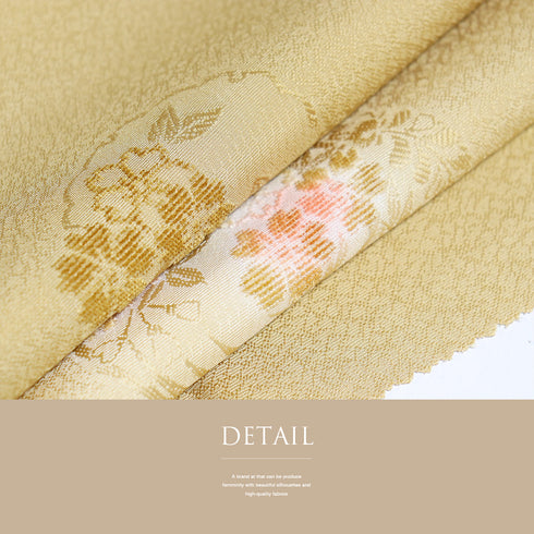 帯締め・帯揚げセット リサイクル お洒落 丸組紐 ちりめん イエロー 正絹 新品・未使用品 雪輪に花柄