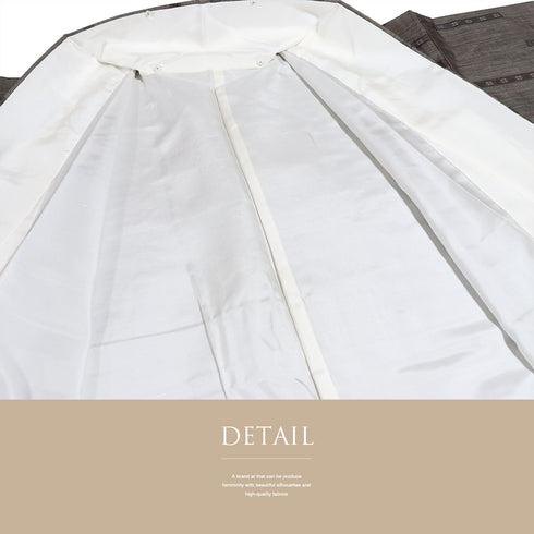 紬 リサイクル 身丈157.5cm 裄63cm 袷 ブラウン Mサイズ カジュアル お洒落 しつけ糸 正絹 広衿 Sランク