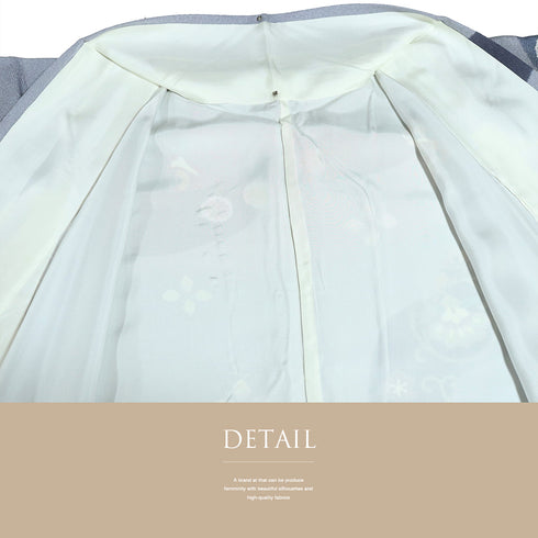 訪問着 リサイクル 身丈160.5cm 裄64.8cm 袷 華紋や花唐草柄 金駒刺繍 グレー Lサイズ フォーマル 一つ紋 正絹 広衿 Sランク