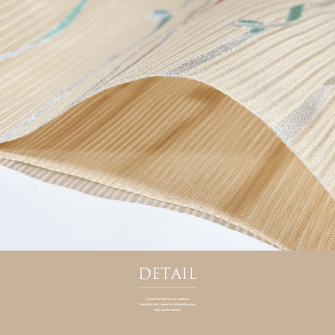 名古屋帯 リサイクル 帯丈369.5cm ポイント柄 8寸 絽 紐柄 金銀糸加工 ベージュ Mサイズ 不明 Sランク カジュアル