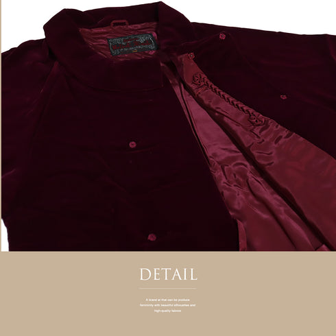 コート リサイクル 身丈86cm 裄65cm 袷 ベルベット ラグラン袖 レッド Mサイズ カジュアル 不明 Sランク