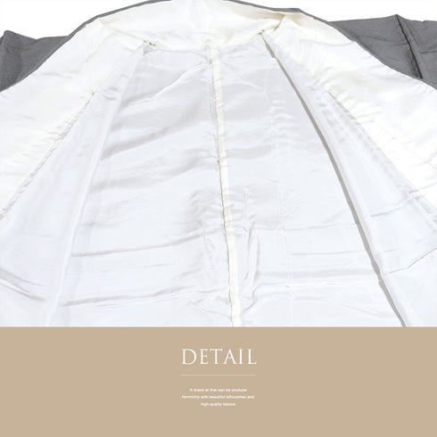 色無地 リサイクル 身丈156.5cm 裄65cm 袷 グレー Mサイズ お洒落 しつけ糸 正絹 広衿 地紋なし 未使用品