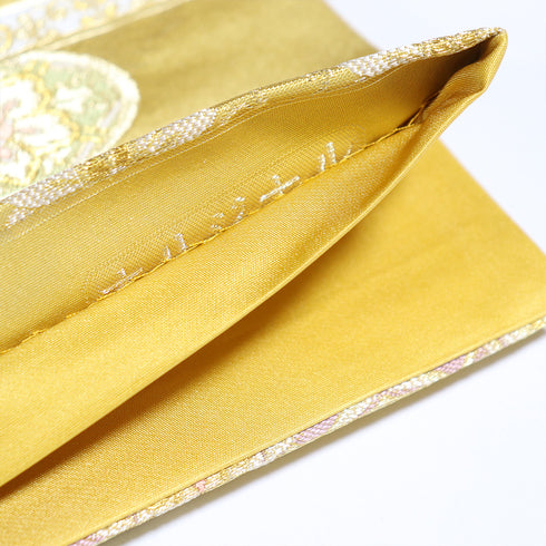 袋帯 リサイクル 帯丈432cm 六通 エ霞に桐や唐花や蜀江柄 ゴールド Sサイズ 正絹 新品・未使用品 フォーマル セミフォーマル