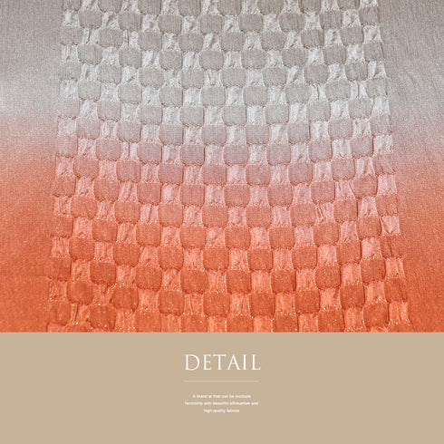 帯締め・帯揚げセット 手組紐 ちりめん オレンジ 正絹 新品・未使用品 ぼかし