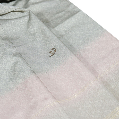 訪問着 リサイクル 身丈159.5cm 裄64.6cm 袷 織り段ぼかし柄 グリーン Mサイズ セミフォーマル お洒落 落款 一つ紋 正絹 広衿 Sランク