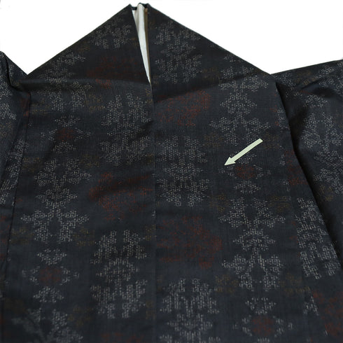 紬 リサイクル 身丈154.6cm 裄64.8cm 袷 ネイビー Sサイズ お洒落 カジュアル 正絹 広衿 Sランク