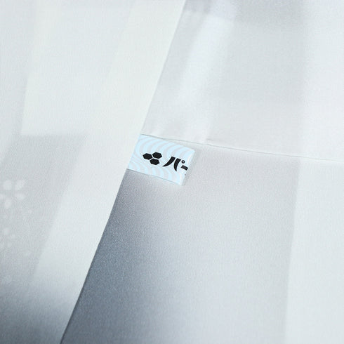 小紋 リサイクル 身丈165.7cm 裄66.4cm 袷 ぼかし短冊に草花柄 地紋 パールトーン加工 ブルー LLサイズ お洒落 カジュアル 正絹 広衿 Sランク