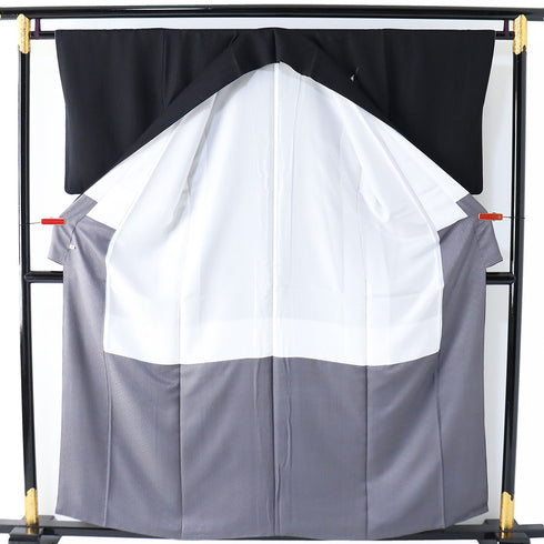 訪問着 リサイクル 身丈156cm 裄64.4cm 袷 金駒刺繍 竹にひょうたん柄 ブラック Mサイズ セミフォーマル 落款 正絹 広衿 Sランク