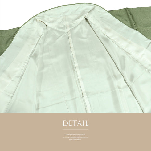 江戸小紋 リサイクル 身丈150.7cm 裄64.8cm 袷 寄せ小紋柄 グリーン Sサイズ セミフォーマル お洒落 一つ紋 正絹 広衿 Sランク