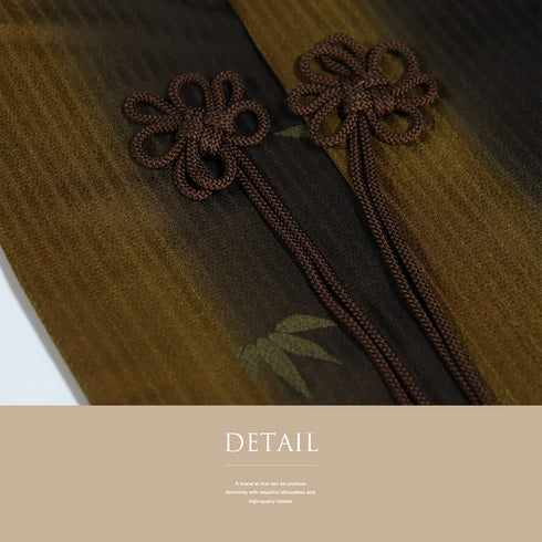 道中着 リサイクル 身丈90.2cm 裄62cm 袷 竹柄 地紋 ブラウン SSサイズ お洒落 正絹 Sランク