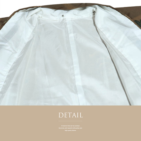 小紋 リサイクル 身丈163.5cm 裄65.6cm 袷 麻の葉に花模様 ブラウン Lサイズ お洒落 カジュアル ポリエステル 洗える着物 広衿 Sランク