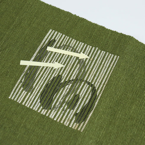 名古屋帯 リサイクル 帯丈367.7cm ポイント柄 抽象柄 グリーン Mサイズ 正絹 Sランク お洒落 カジュアル