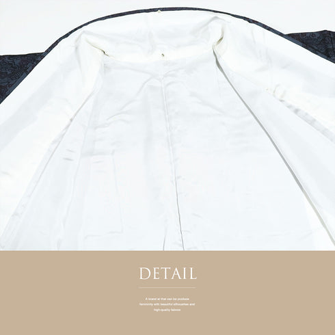 付下げ リサイクル 袷 付下げ小紋柄 紅型調柄 ネイビー 規格外サイズ お洒落 正絹 広衿