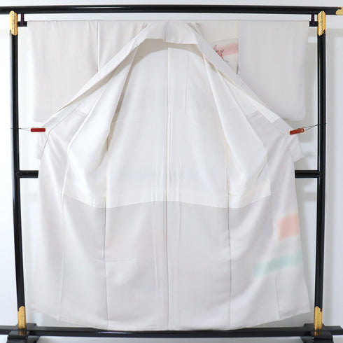 訪問着 リサイクル 身丈153.8cm 裄66cm 袷 花車柄 ぼかし 汕頭刺繍 相良刺繍 箔 グレー Sサイズ セミフォーマル お洒落 正絹 広衿 Bランク