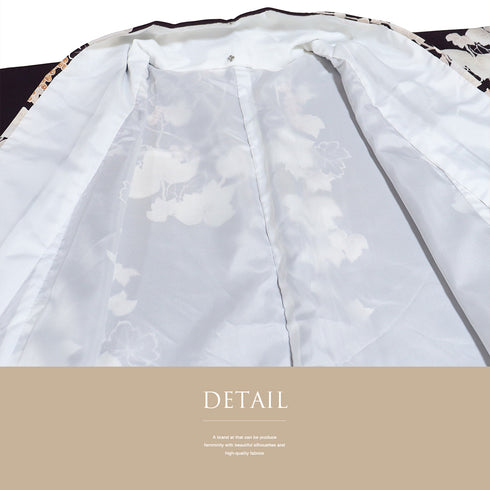 小紋 リサイクル 身丈157cm 裄64.4cm 袷 蔦に葡萄模様 HANAE MORI パープル Mサイズ お洒落 カジュアル ポリエステル 洗える着物 広衿 Sランク