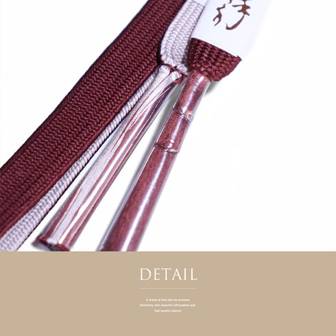 帯締め・帯揚げセット リサイクル 平組紐 ちりめん レッド 正絹 新品・未使用品 草花柄