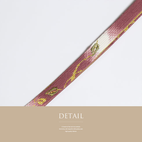 帯締め・帯揚げセット リサイクル セミフォーマル 平組紐 綸子 パープル 正絹 新品・未使用品 扇 花柄