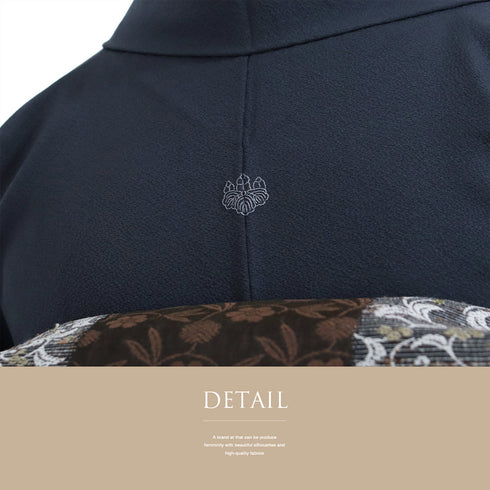 色無地 リサイクル 身丈158cm 裄64cm 袷 作家物 染服部光擴 ネイビー Mサイズ セミフォーマル 一つ紋 正絹 広衿 地紋なし Aランク