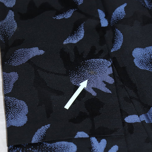 小紋 リサイクル 身丈154.5cm 裄63.6cm 袷 アンティーク お召 花柄 地紋 ネイビー Sサイズ お洒落 カジュアル 正絹 広衿 Aランク