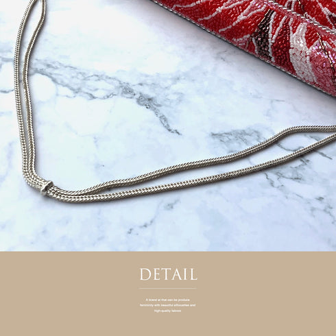 ビーズバック アンティーク 赤地 お洒落 カジュアル 横幅19cm 高さ13cm マチ5cm Bランク 和装小物 ZO-57