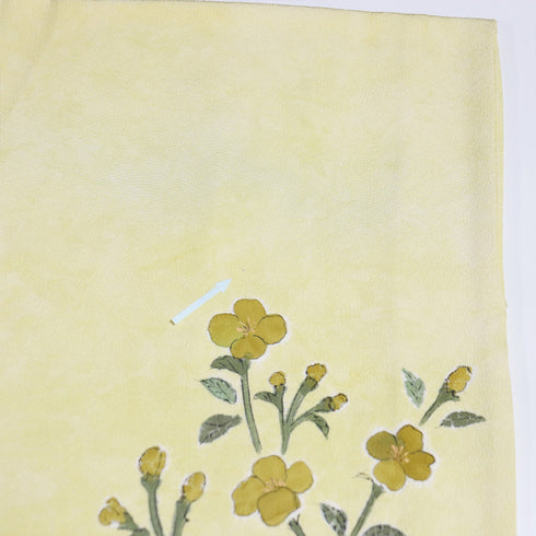 訪問着 リサイクル 身丈164.5cm 裄66.4cm 袷 花柄 箔 イエロー Lサイズ セミフォーマル 正絹 広衿 Aランク